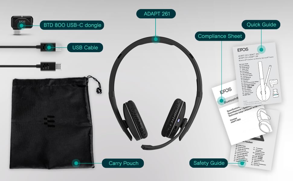 Amazon.com: EPOS Adapt 261 - Dual Sided Headset, Wireless, Dual